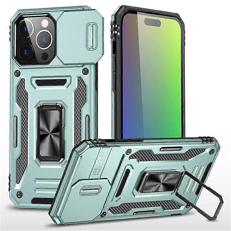 Armor Series Compatible For iPhone 16 Pro Max Case PC+TPU Kickstand Phone Cover with Slide Lens Lid