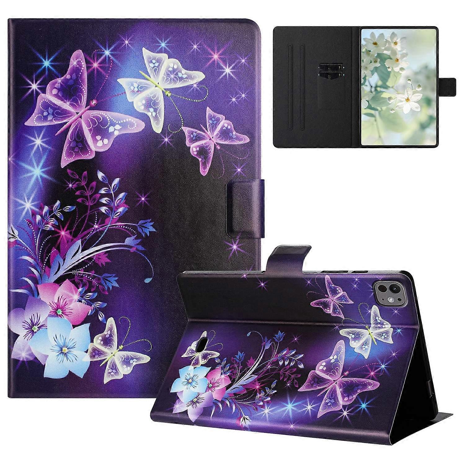 For iPad Pro 11 (2024) Case Pattern Printed Stand Leather Tablet Cover with Card Slots