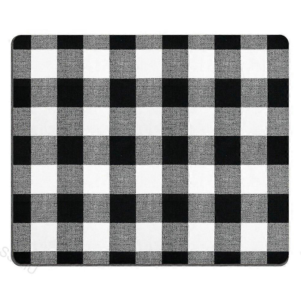 Mouse Pad Oblong Shaped Black And White Plaid Pattern Desk Mat