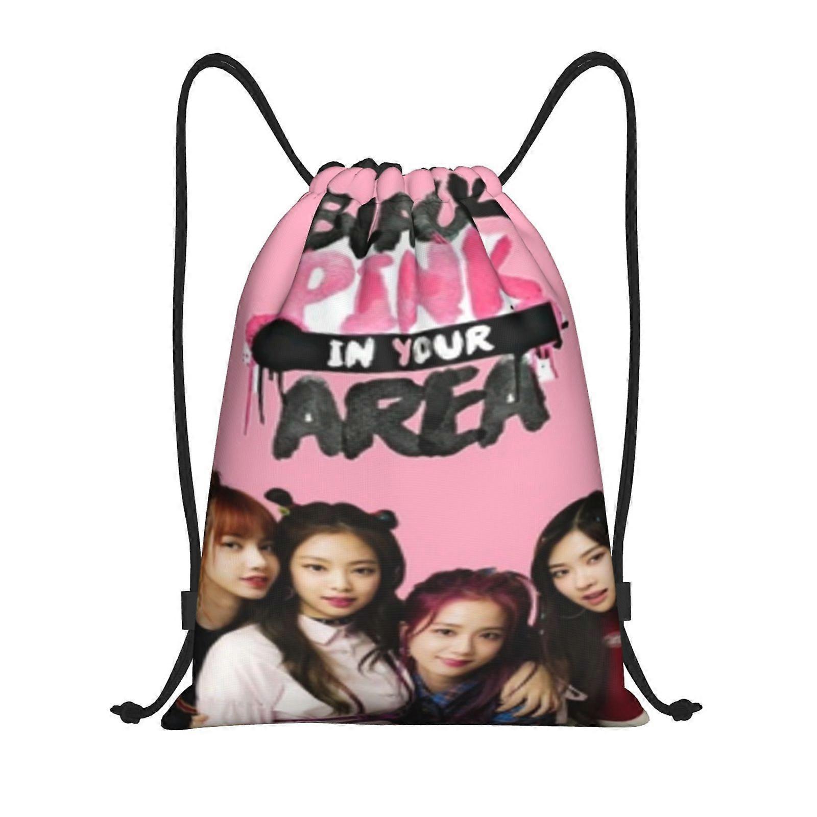 u224 Blackpink مقاومة للماء حقيبة كيس ، حقيبة ظهر أنيقة برباط لليوغا واللياقة البدنية في الهواء الطلق h224q