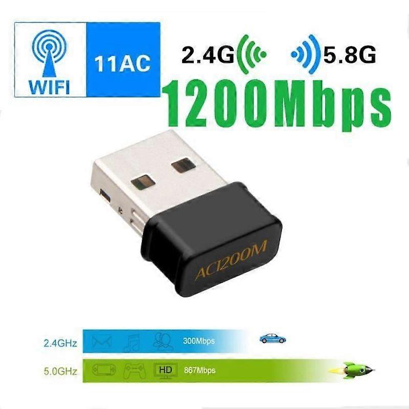 Mini USB WiFi Adapter 1200Mbps WiFi Key Dongle AC Dual Band WiFi Wireless Adapter Compatible with Windows 788110Mac OS