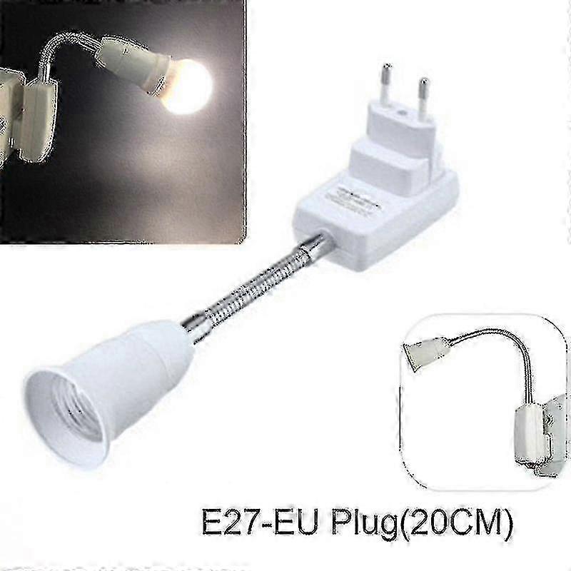E27 EU Plug Socket Adapter with On/Off Switch, All-Direction compatible with Ceiling Lights & Lamps