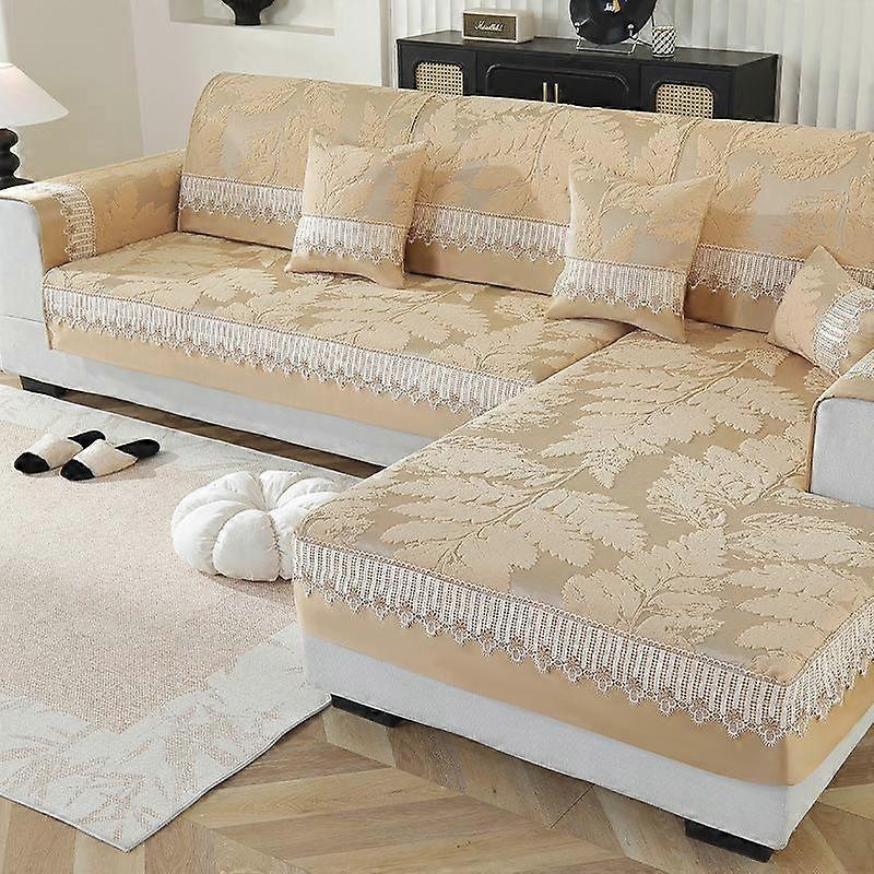 Leaf Printing Lace Decorative Sofa Cushion Four Seasons Universal Modern Chenille Non-slip Backrest Cover Armrest Cushion
