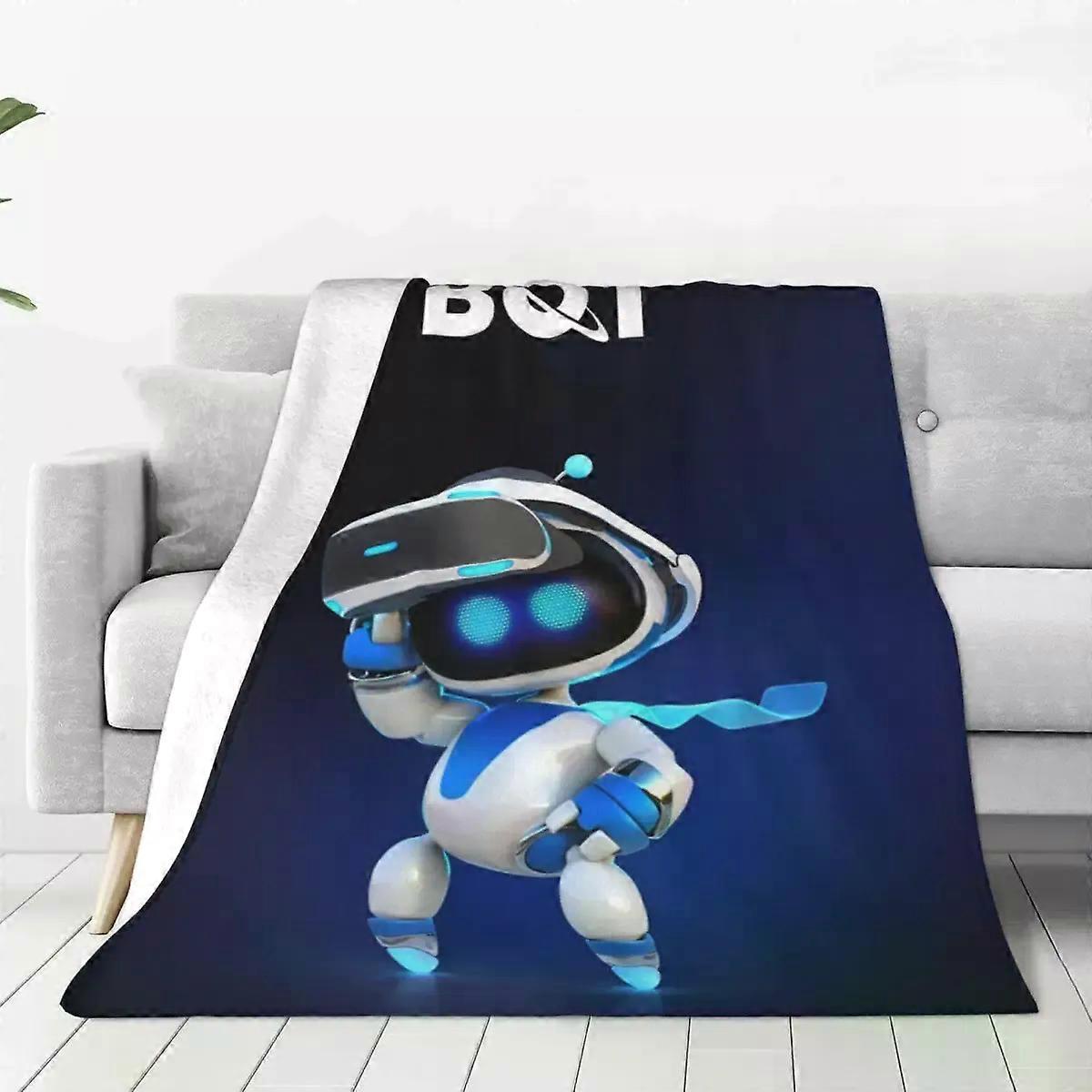 A-ASTRO-BOT-Ps4 Switch Cartoon Flannel Blankets Robot Game Warm Bedding Throws for Home Decor Travel Office Bedspread Bed Cover