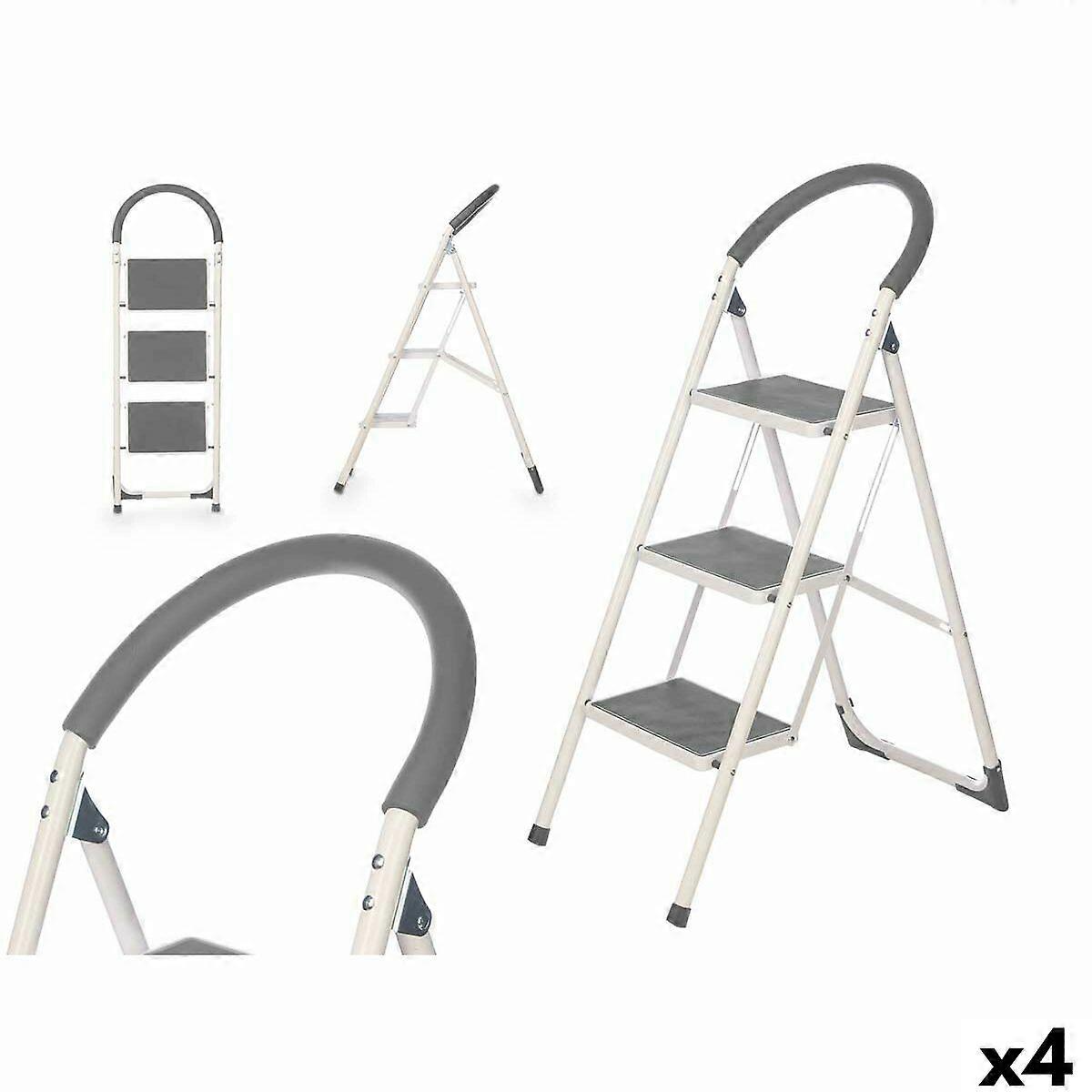 3-step folding ladder Kipit 10109 Grey Steel 38 x 117 x 5 cm (4 Units)