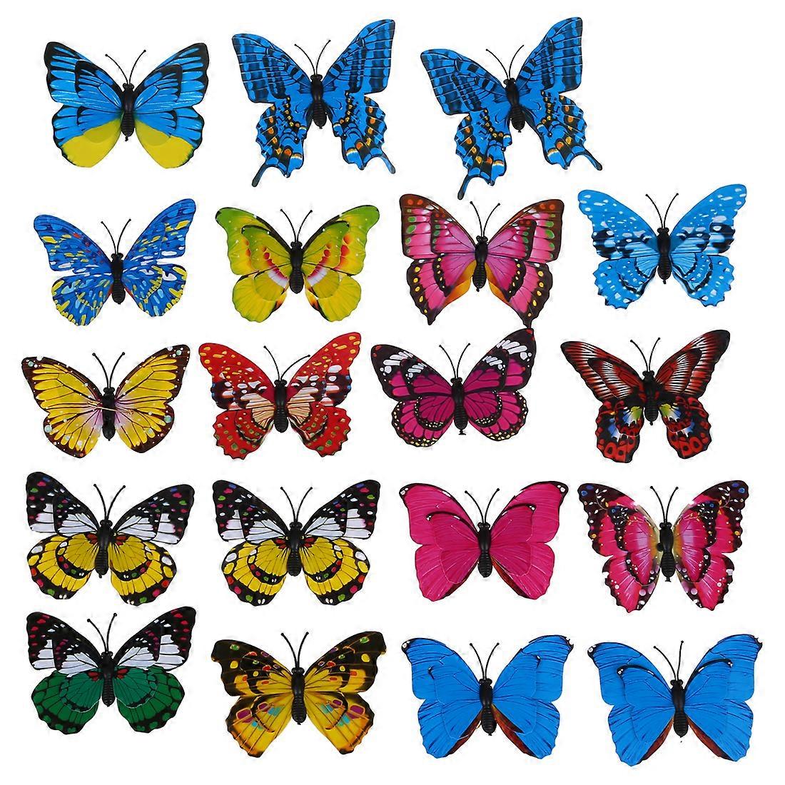 20pcs 7cm 3D Artificial Butterfly Pin Clip Double Wing Decoration