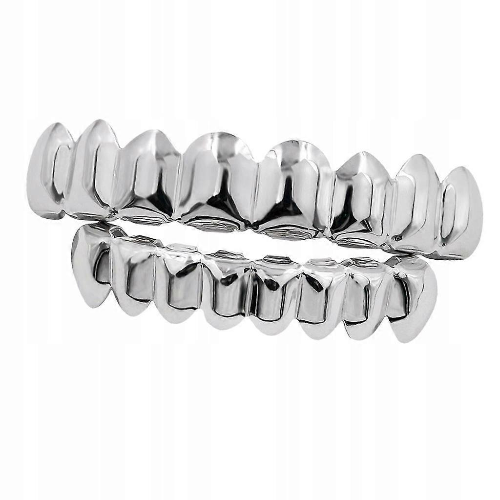 18k Gouden Aangepaste 8 Tand Boven- En Ondergrills Zilver