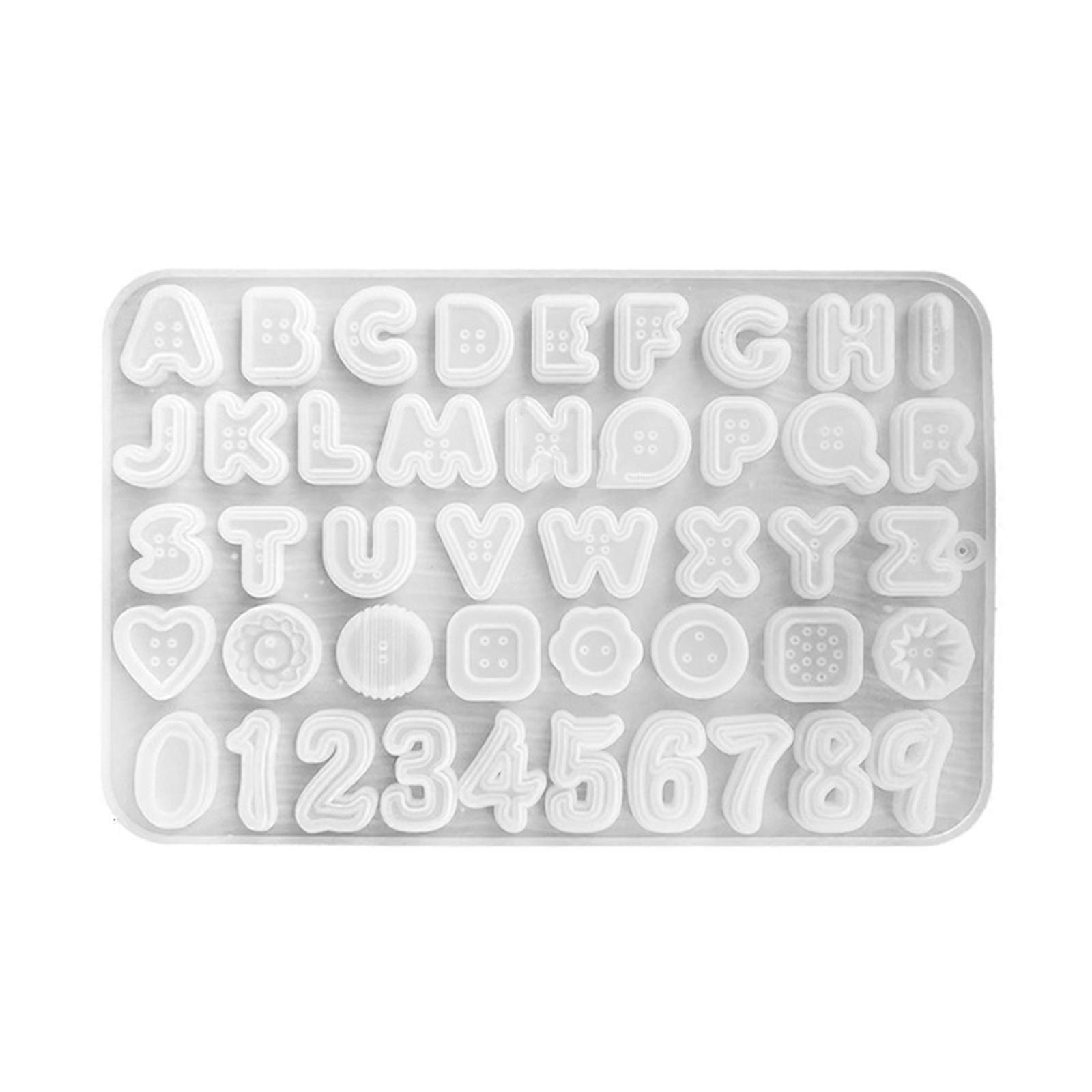 Letters and Alphabet Buttons Silicone Muffin Pan Mold Alphabet and Number Mould DIY Baking Mold Cookies Fondant Mould Clear