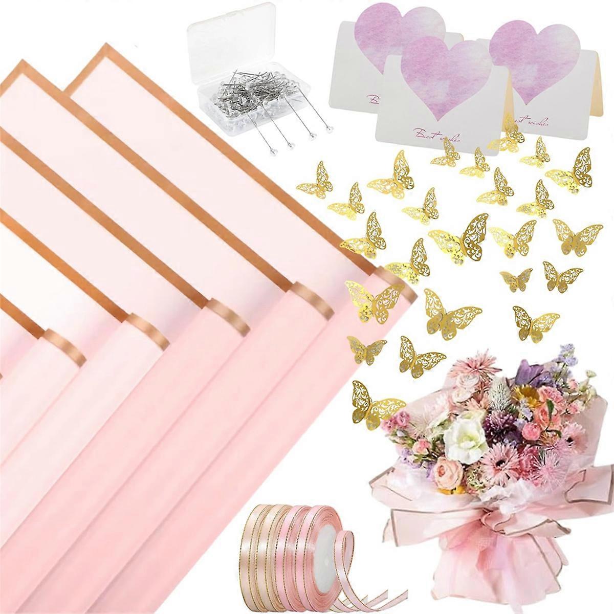 SNAIL GARDEN Blumen-Geschenkpapier-Set – Mit Tischkartenhaltern, Schmetterlingen, Nadeln & Band