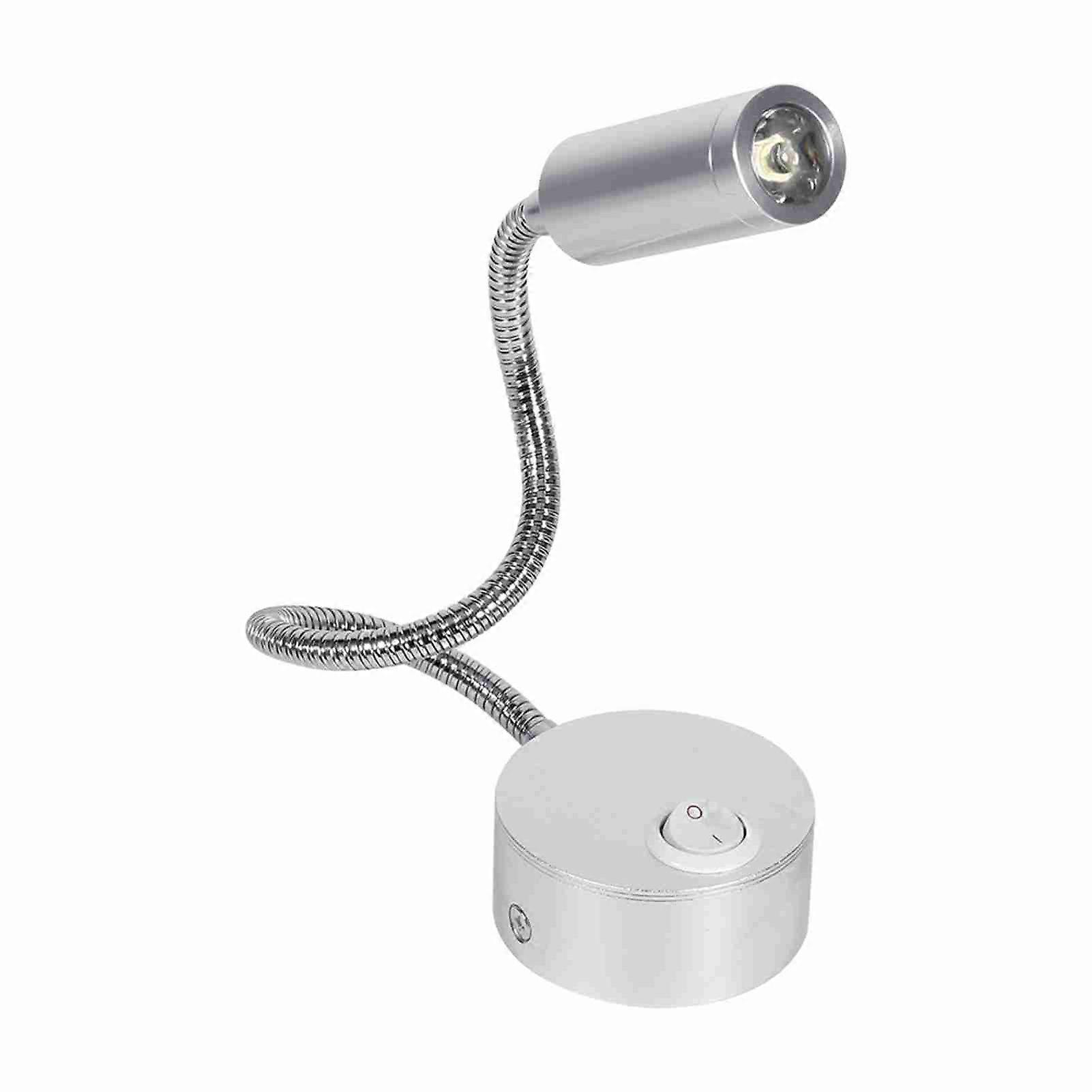 Lampe de lecture à LED AC85-265 V 3 W, blanc chaud, avec interrupteur marche/arrêt à col de cygne (3 W, blanc chaud)