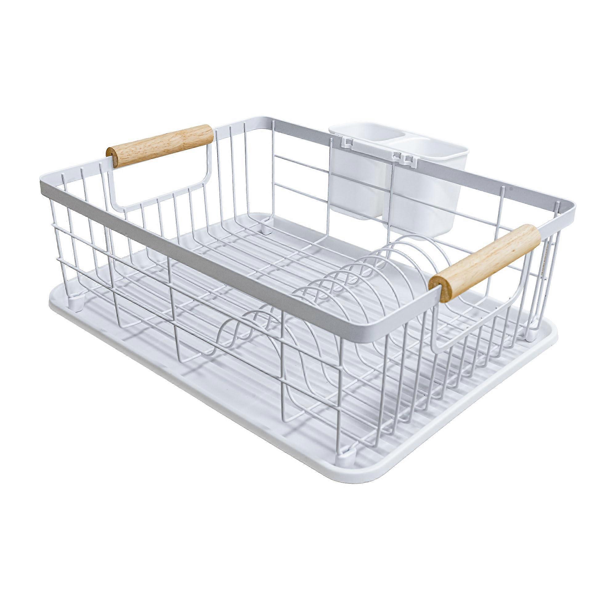White Dish Rack for Kitchen Storage - 42 x 31.5 x 15 cm, Durable Plastic, Compact Design, Ideal for Small Spaces