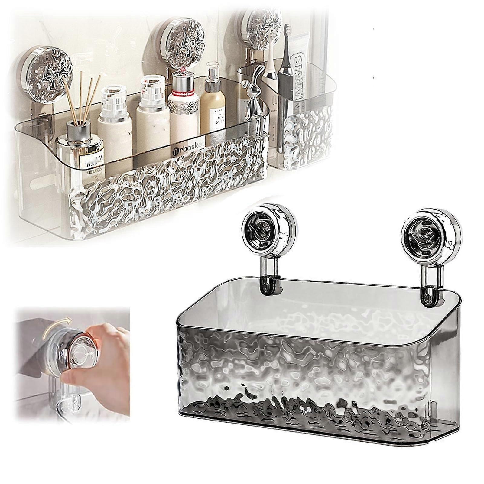 Suction Cup Shelf Light Luxury Style Pattern Glacier for Shower Bathroom Large