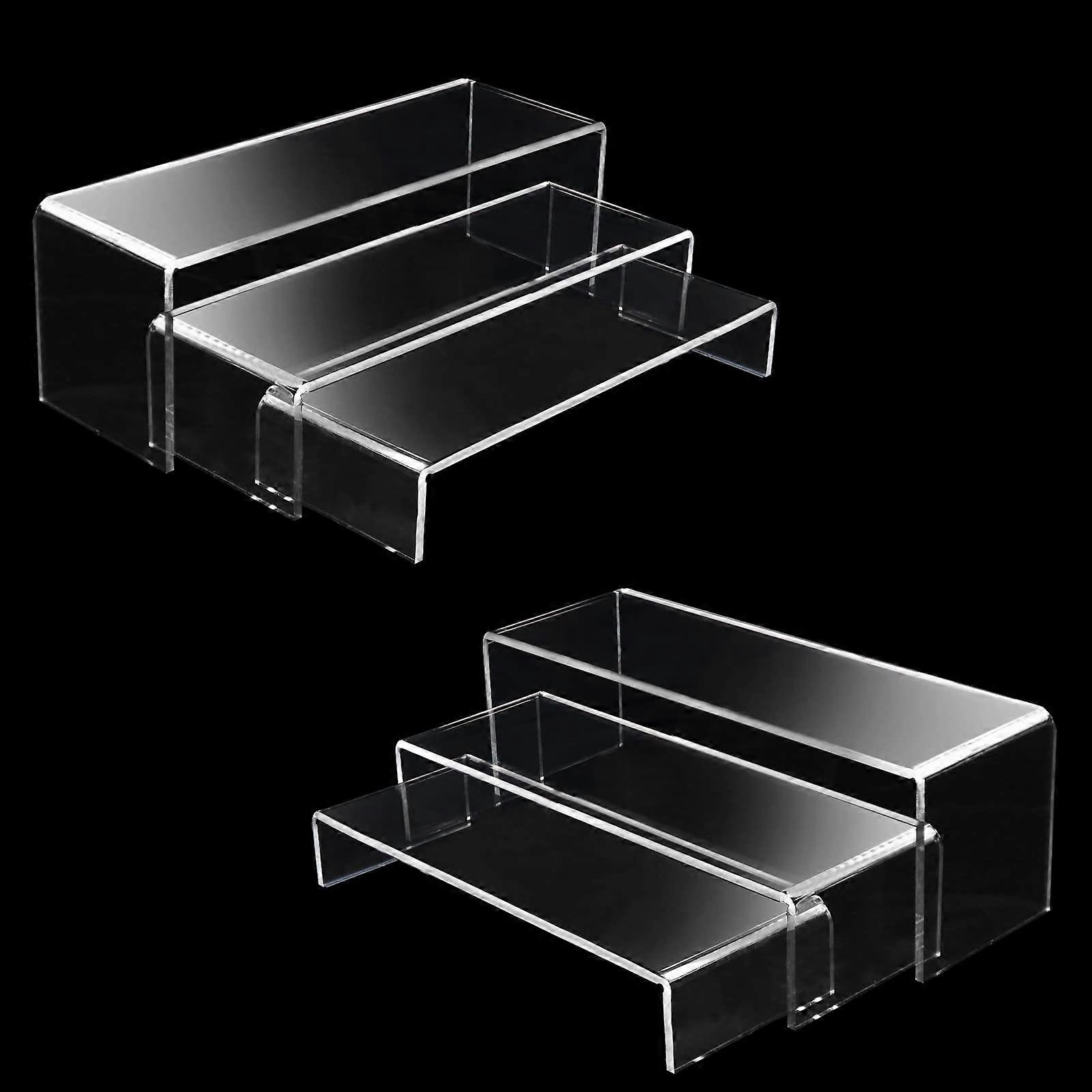Acrylic Display Riser 6-Pack, 5mm Thick, 10 11 12 Inch Clear Display Risers, Acrylic Stands for Decoration and Organizer