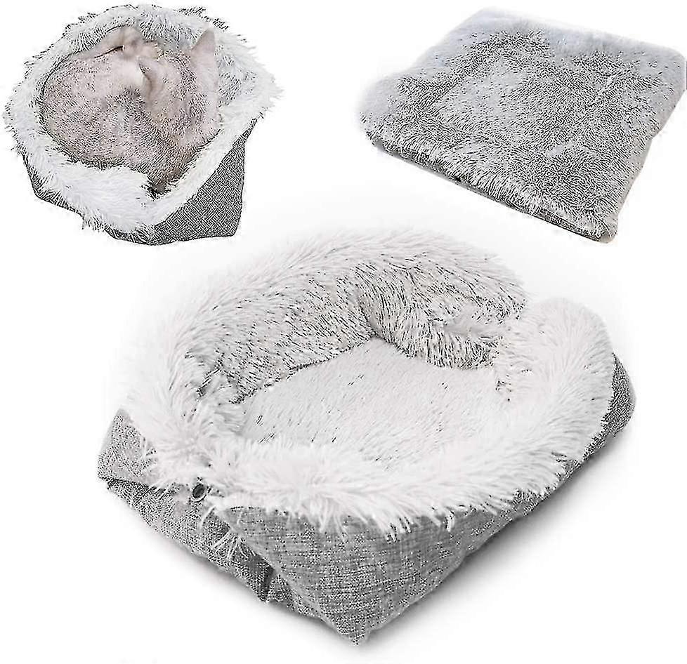 Kedi Yatağı Yıkanabilir 2'de 1 Kedi Yatağı Peluş Yumuşak Kedi Uyku Yatağı Kedi Kanepe Kabarık Kedi