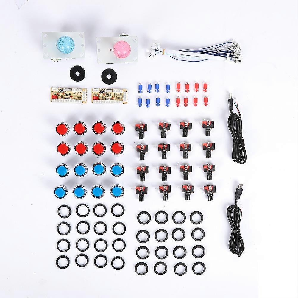 32mm Electroplated Button + 5P Rocker Double Kit Yellow USB Core Board Arcade Kit