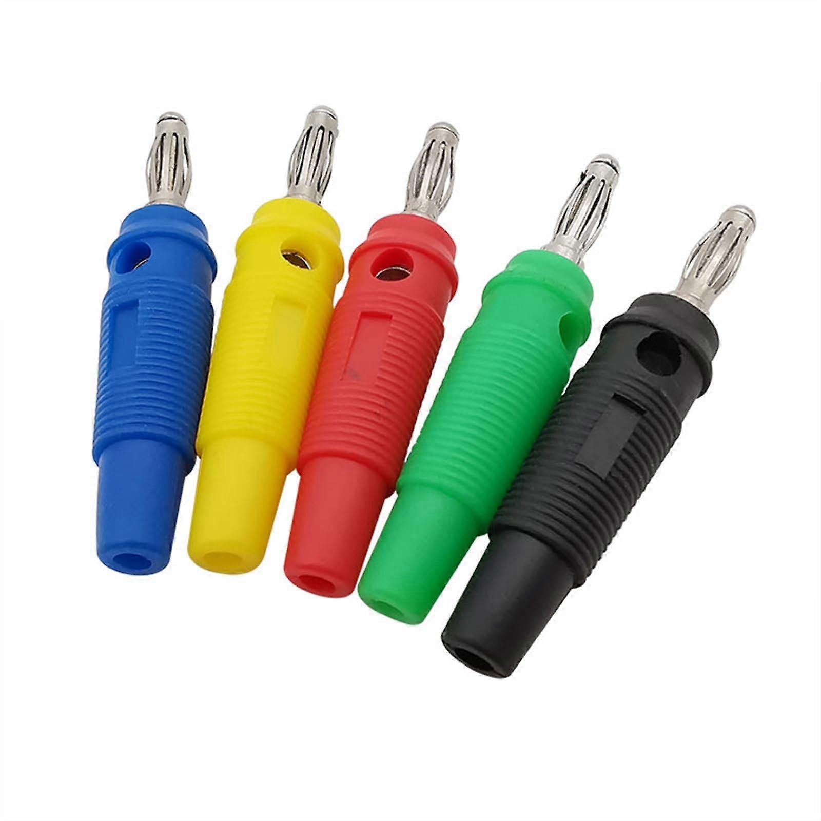 4mm Banana Connectors Solderless Cable Wire 5Pcs Stackable Musical Speaker Connectors in 5 Colors (Blue)