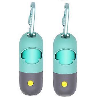 Hållare för husdjursbajspåse, dispenser med LED-ficklampa för säkra nattliga hundpromenader, kristallblå, 15 count
