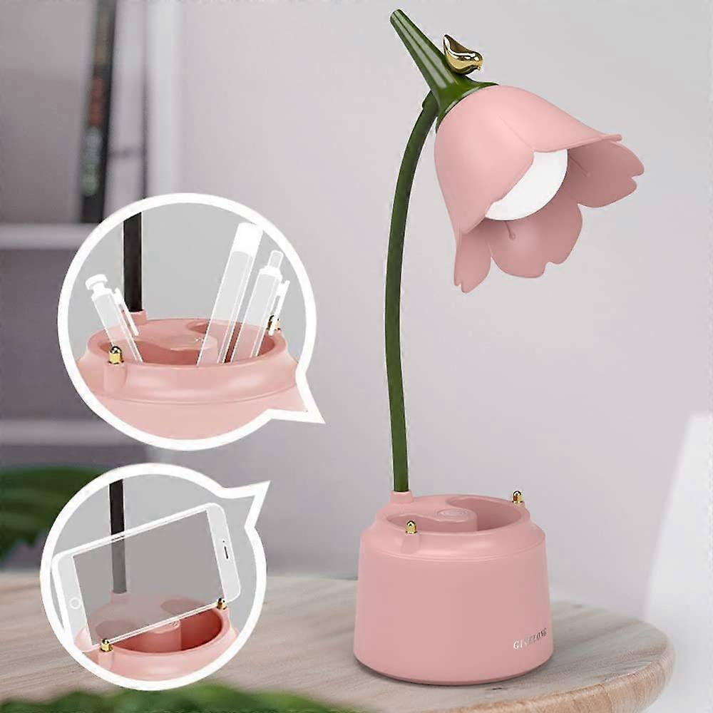 Pink cute table lamp for the child, a charging LED lamp with USB charging port