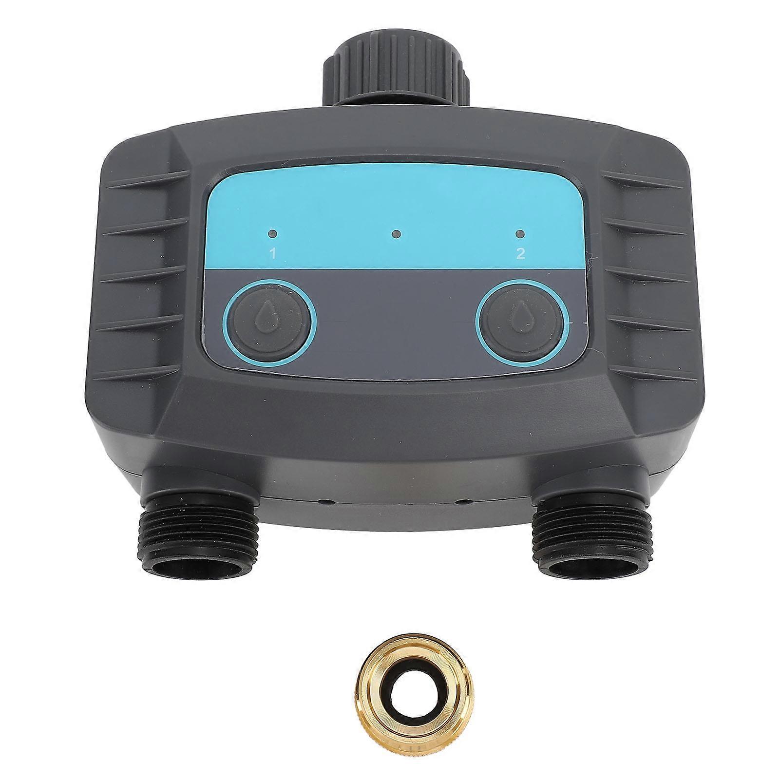 Sprinkler-Timer Bluetooth G3/4 bis G1/2 Innengewinde 2 Ausgänge Automatische Bewässerung Gartenschlauch Wasserhahn Wassertimer mit APP für Home Yard Rasen