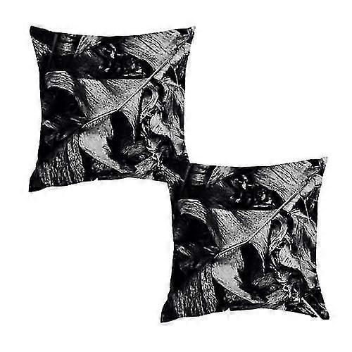 Greyscale Of Banana Leaves Printed Pillowcase