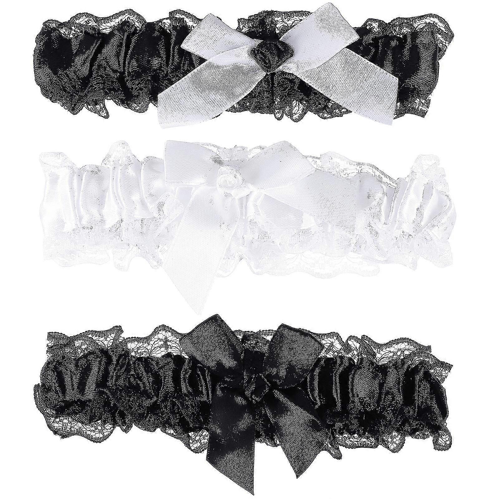 3 יחידות חגורה נשים לבן שחור תחרה בירית רגל כלה להקה וינטאג' בירית חתונה טבעת ירך עדינה