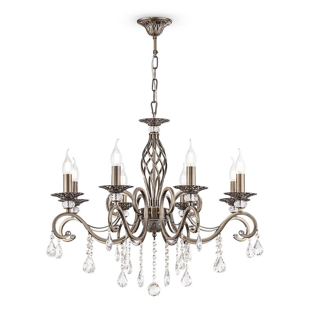 Grace Chandelier Brass & Crystal, 8 Light, E14