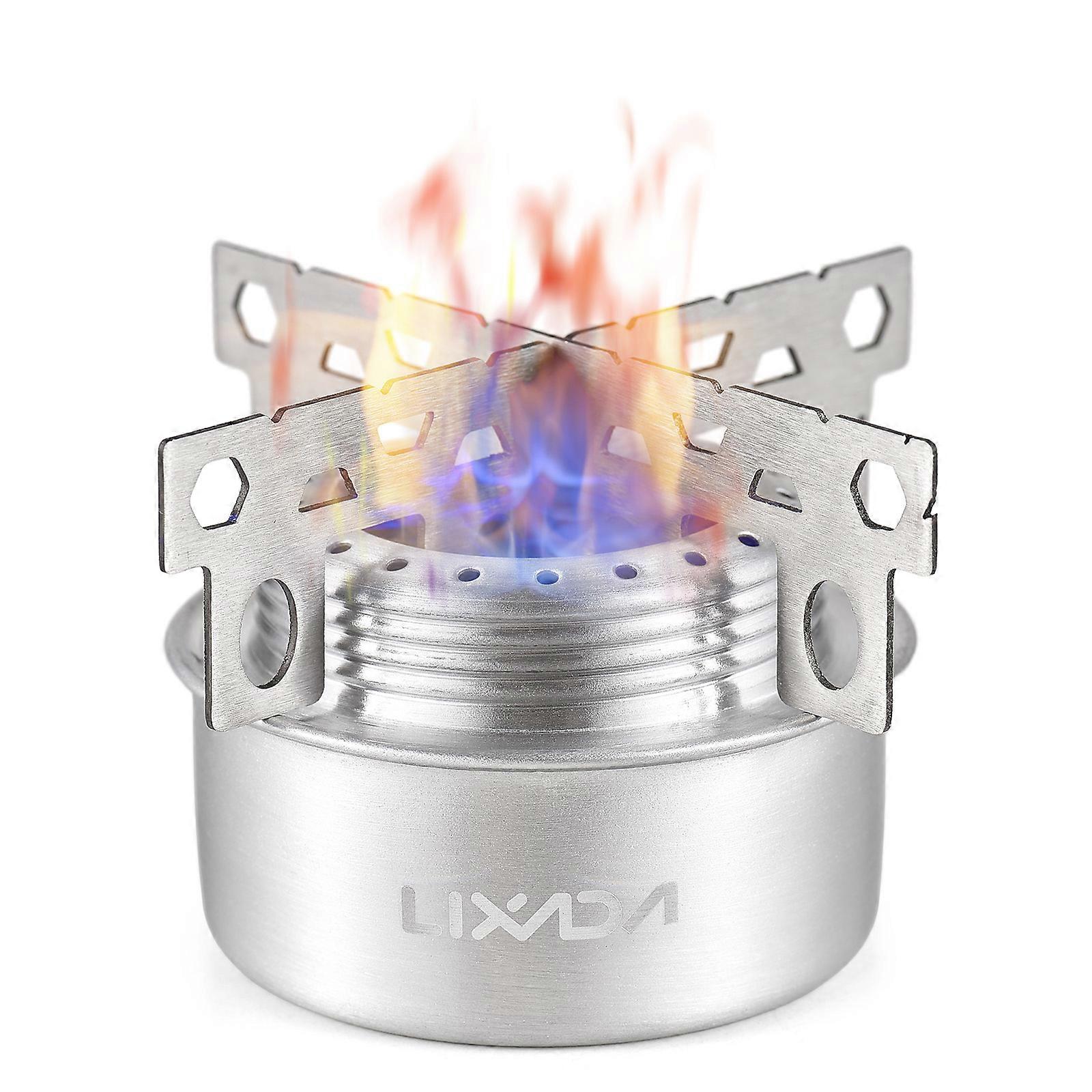 Portable Alcohol Stove with Lid, Cross Stand and Windshield, Ultralight Aluminum Alloy Stove for Camping, Hiking and Backpacking.