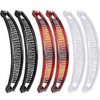 6 Peças Clincher Pentes Pentes Banana Pentes Banana Clipe Grip Pente Fishtail Fish Shape Rabo de Cavalo Banana Clip Meninas Longas Mulheres Braçadeira Acessório