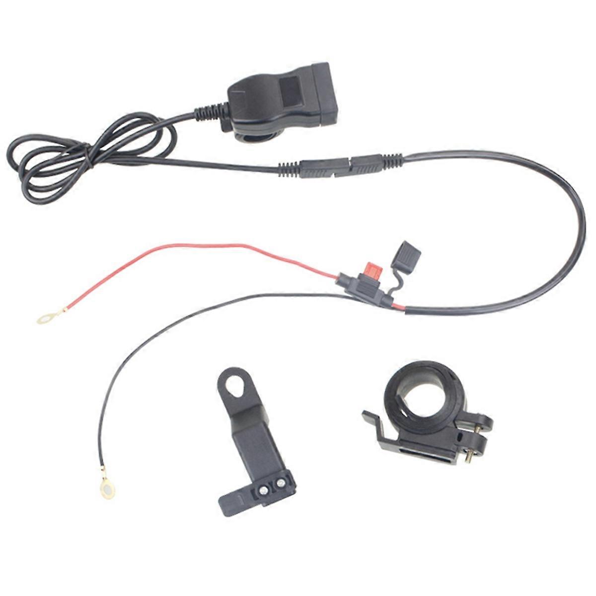 USB-A+Type-C 12V-24V Moto Charger with Voltmeter, Fast Charging