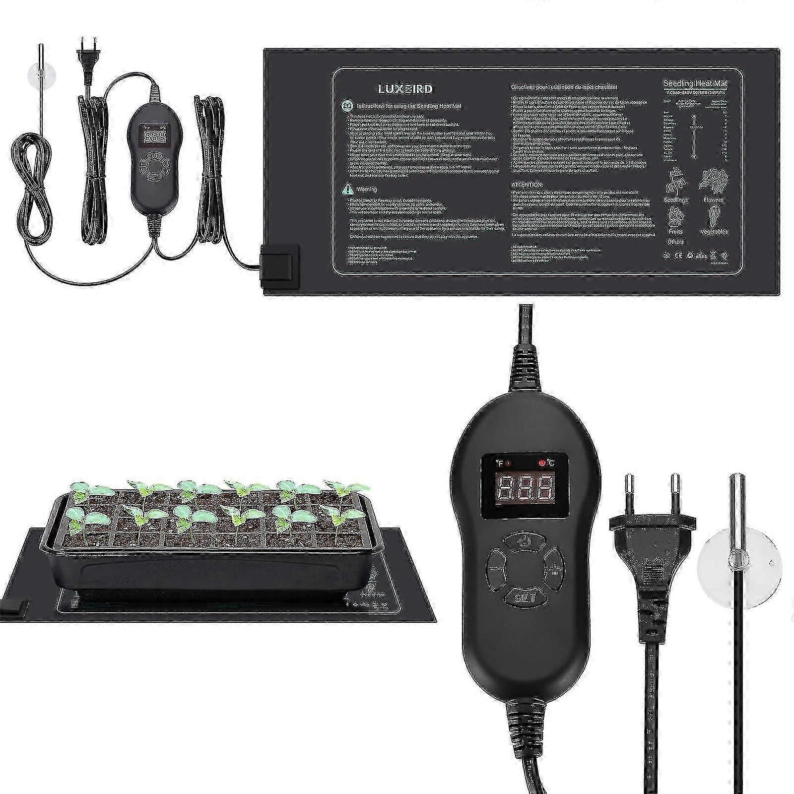 Luxbird Heating Mat, Seedling Heating Mat With Thermostat And Ntc Probe, Waterproof Ip67, 30 Watts, Ideal For Indoor Planting, Home Brewing, And Diy F