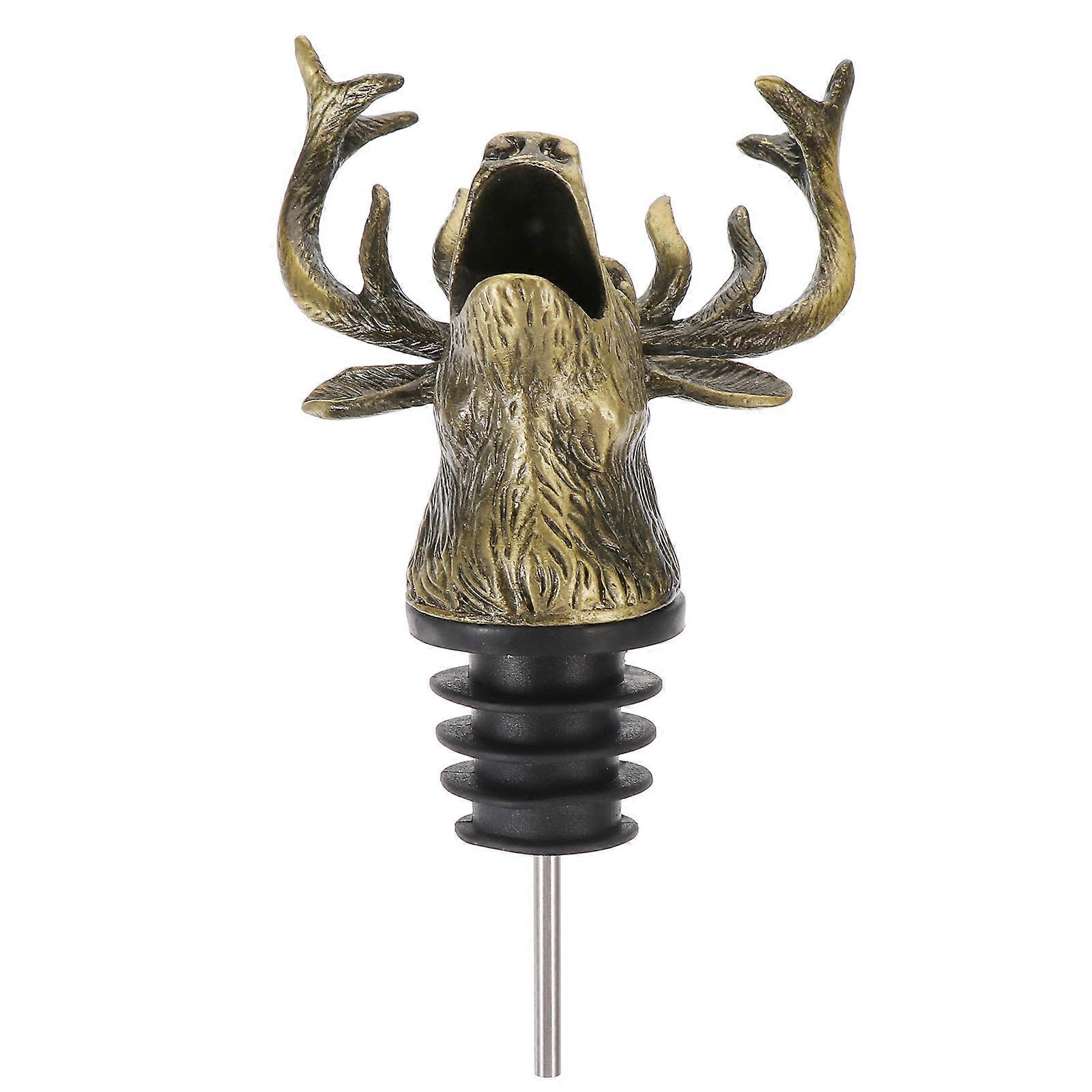 Retro Elk Head Pourer Made of Zinc Alloy for Home Dark Brown