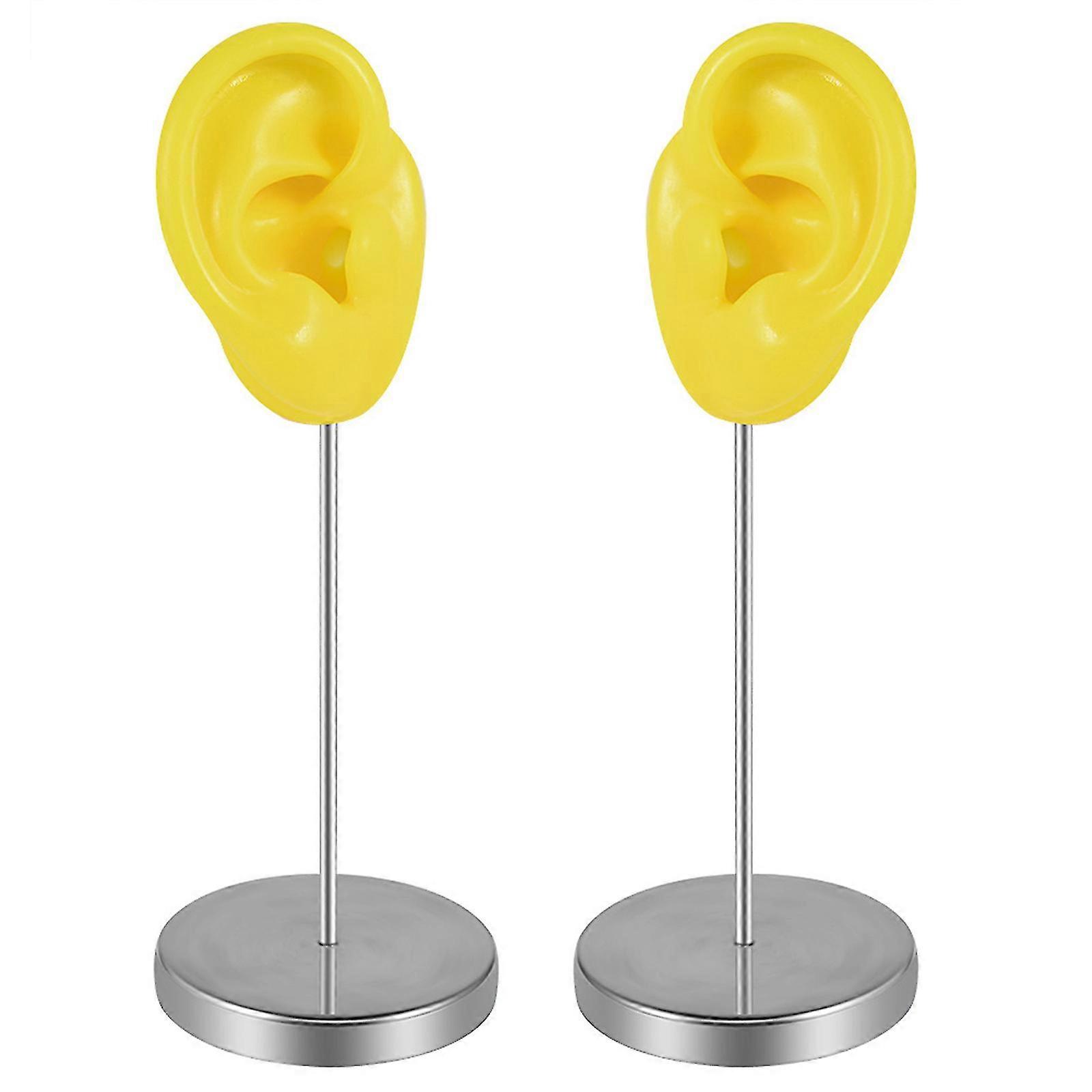 Artificial Ear Soft Silicone Left And Right Ear Mold For Acupunctures Practical Jewelry Display Props Yellow  Yellow