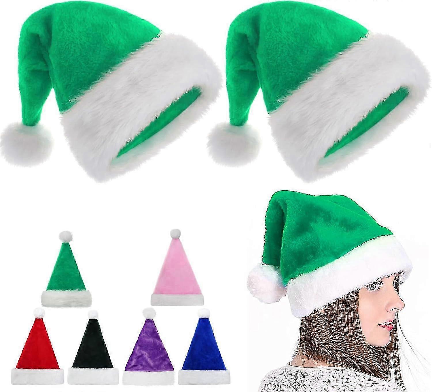 クリスマスサンタハット大人のぬいぐるみ、パーティー用の45cmベルベットサンタハット、快適で厚手、ピンク