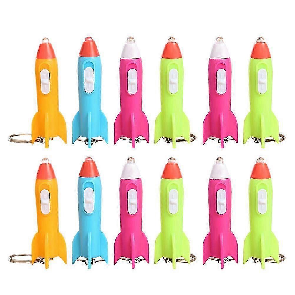 12 Pcs Kids Key Chains Flashlight Keychains Bulk Mini Flashlight Party Favors Rocket Keychain Bulk Rocket Keychain Party Favors