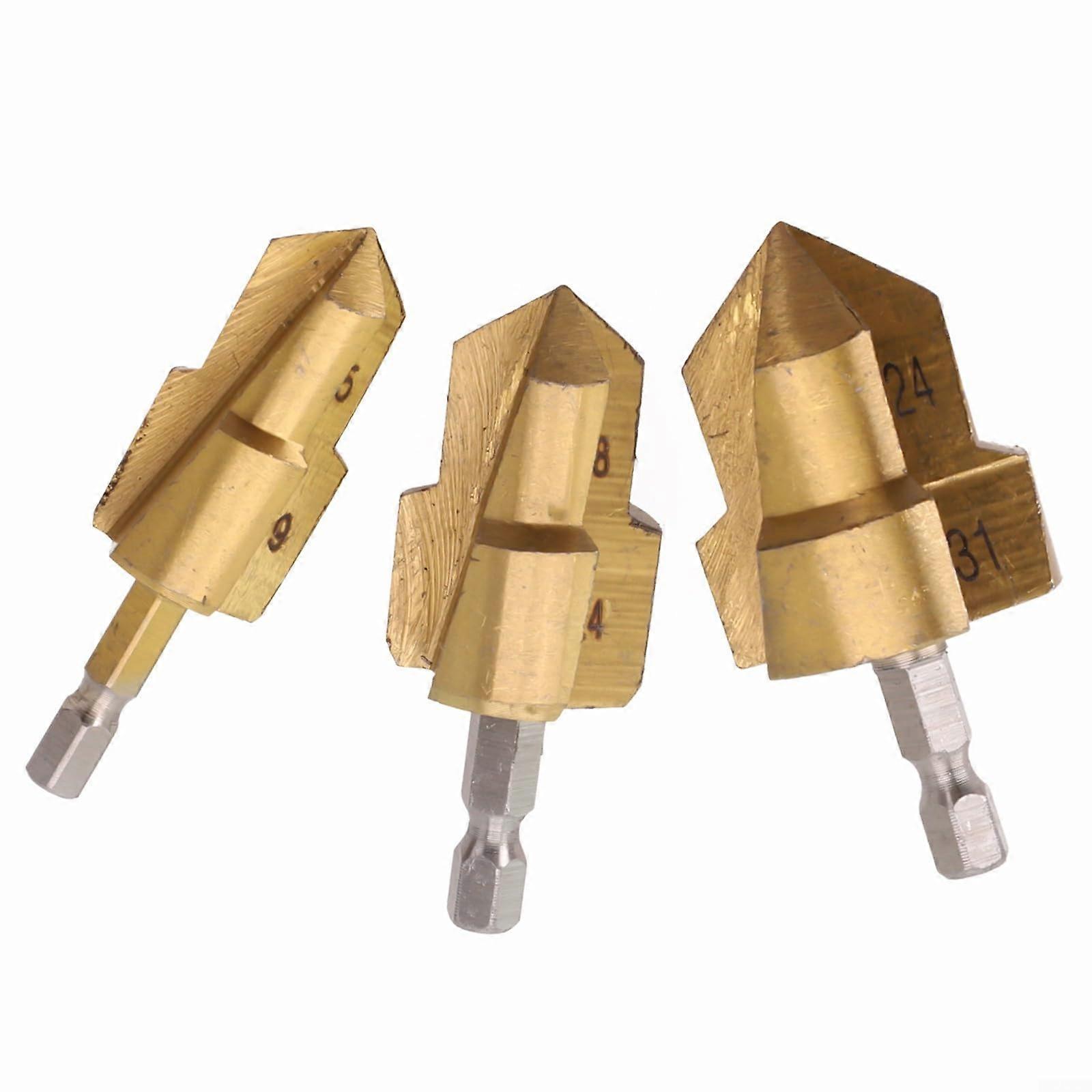 3 Pieces HSS Step Bits 1/4' Hex Handle Precision Water Pipe Expansion Punch (B)