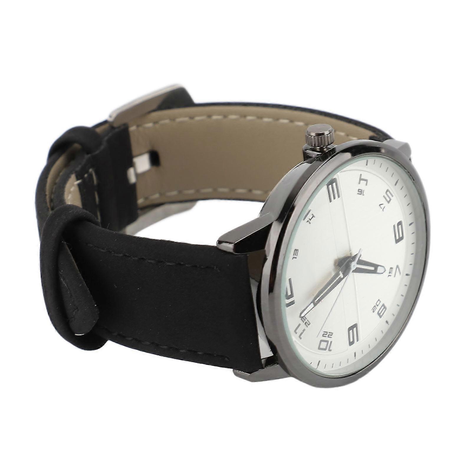 Män Watch Casual Analog Quartz Date Minimalistisk Mode Watch med PU Läderrem för Kontor Affärs Datum Fester Svart och Vitt 