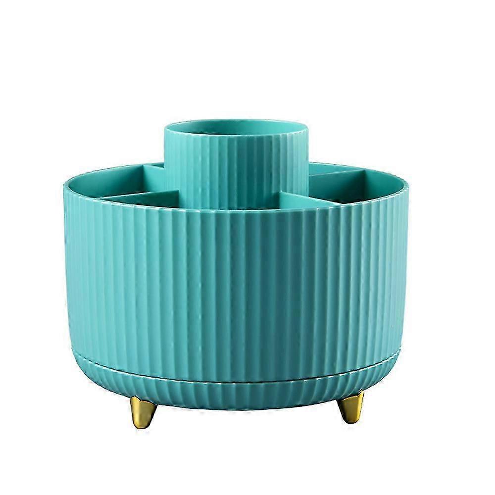 Versatile Desk Storage Solution, Eco-Friendly Material 360° Rotating Makeup Brush Holder For Cosmetics, Office Supplies, 5 Compartments Space Saving 2