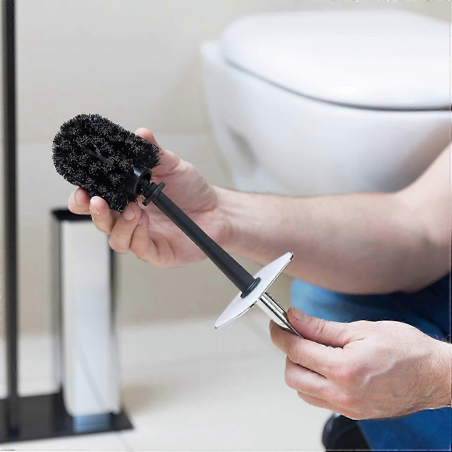 Set of 5 toilet brush heads, compatible with standard fittings, replacement brush head diameter 8 cm, black color with a 10mm thread.