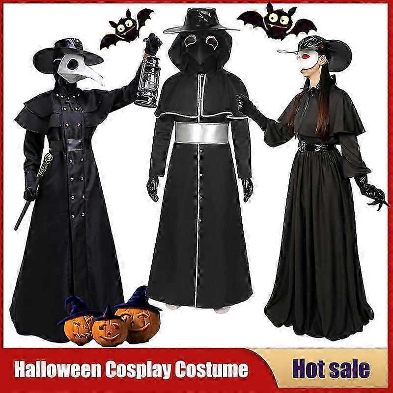 Adult Halloween Costume Horrord Monk Steampunk Priest Wizard Carnival Masquerade Cloak Medieval Robe Plague Doctor Bird Cosplay������ĳƷ��