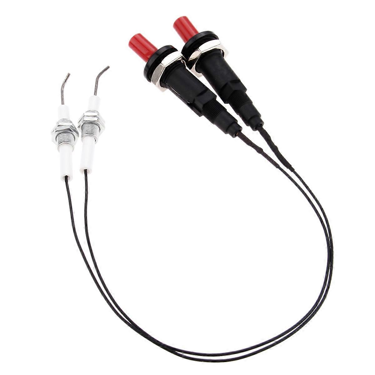 2 Set Push Button Piezo Igniter W/Threaded Ceramic Electrode Ignition Plug for Fireplace/Oven/Heate