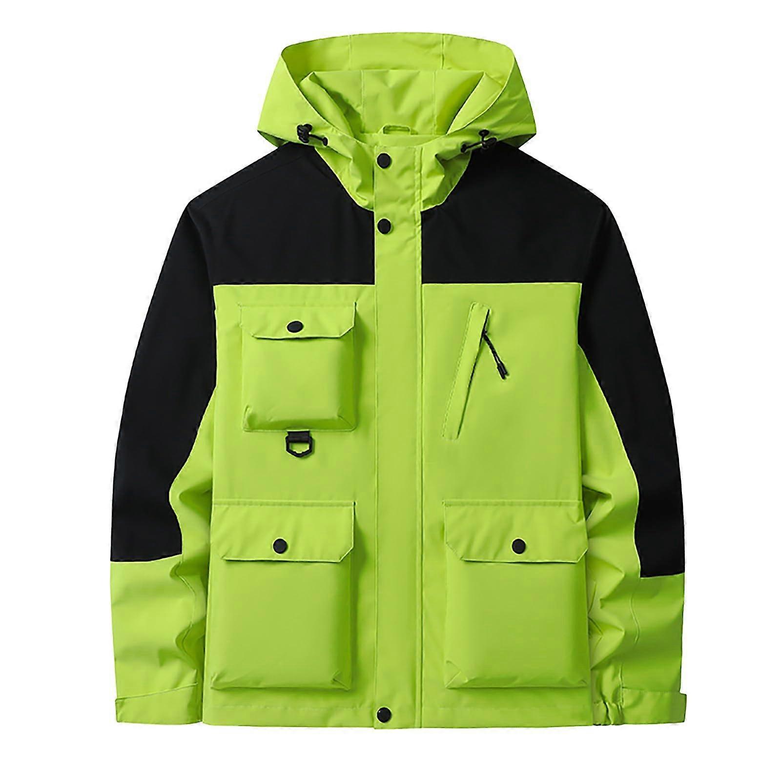 Men's Spring Softshell Jacket 4XL Wide Outdoor Hardshell Jackets A4 Green 3XL
