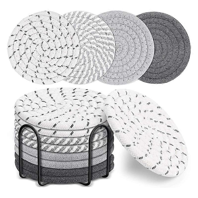 8 Pcs Drink Coasters with Holder, 4 Colors Absorbent Coasters,B