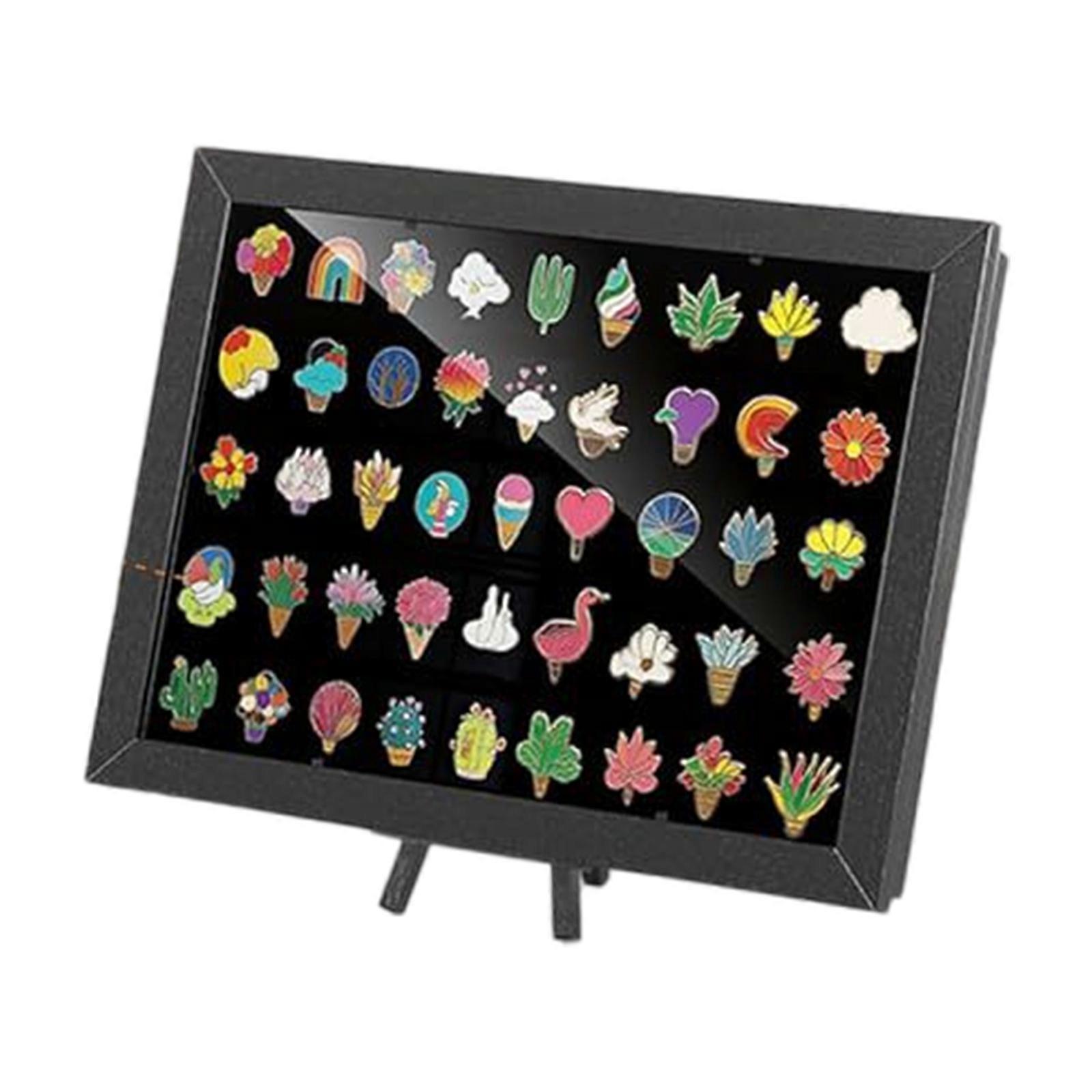 Sturdy Acrylic Enamel Pin Collection Organizers With Magnetic Closure and Adjustable Wall Tabletop Mounting Designs