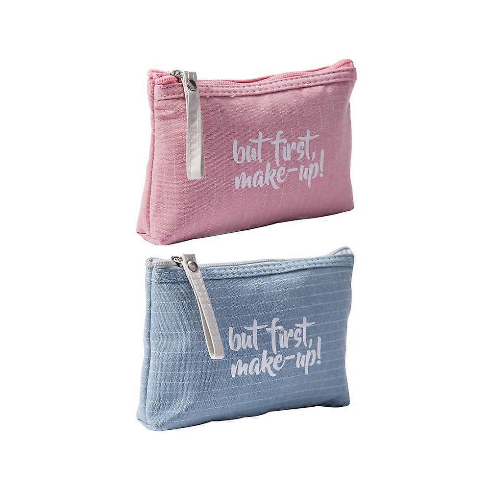 レディーストイレタリーバッグポリエステル化粧ポーチジムキャンプバスルーム整理ブルーピンク2セット