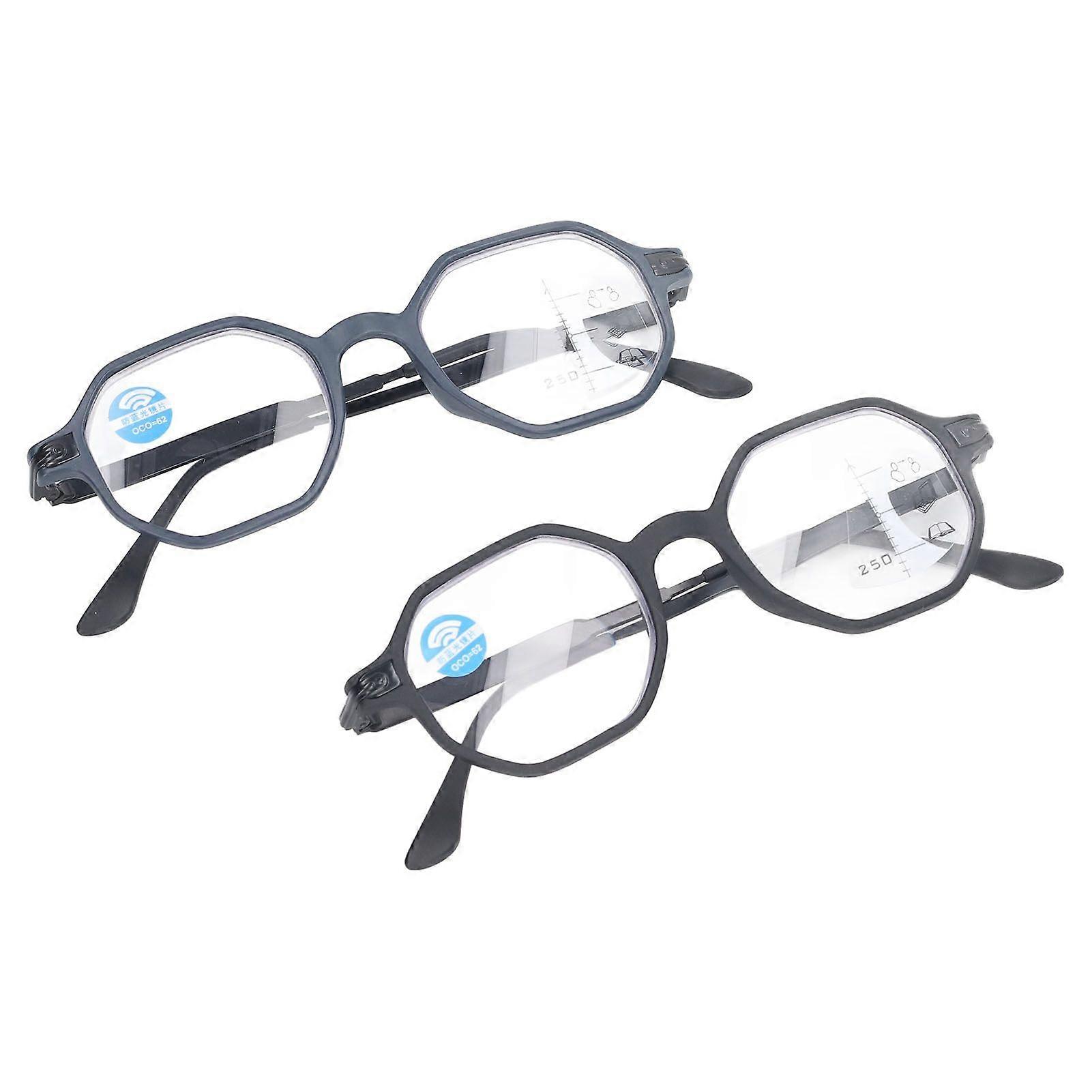2025 Latest Model 2pcs 250 Multifocus Reading Glasses Prevent Blue Lighting El...