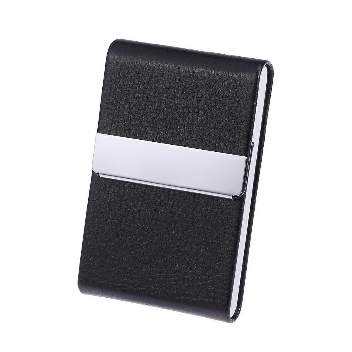 Business Card Case Holder Big Capacity Vertical Section For Business Meetings Elegant Black 9.60X6.50X1.30CM Storing Business Cards 1Pack
