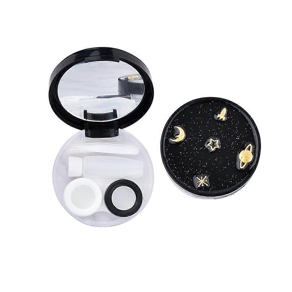Lense Supplies Soft Glasses Lenses Case Creative Storage Container for Students Girls Black 2Set