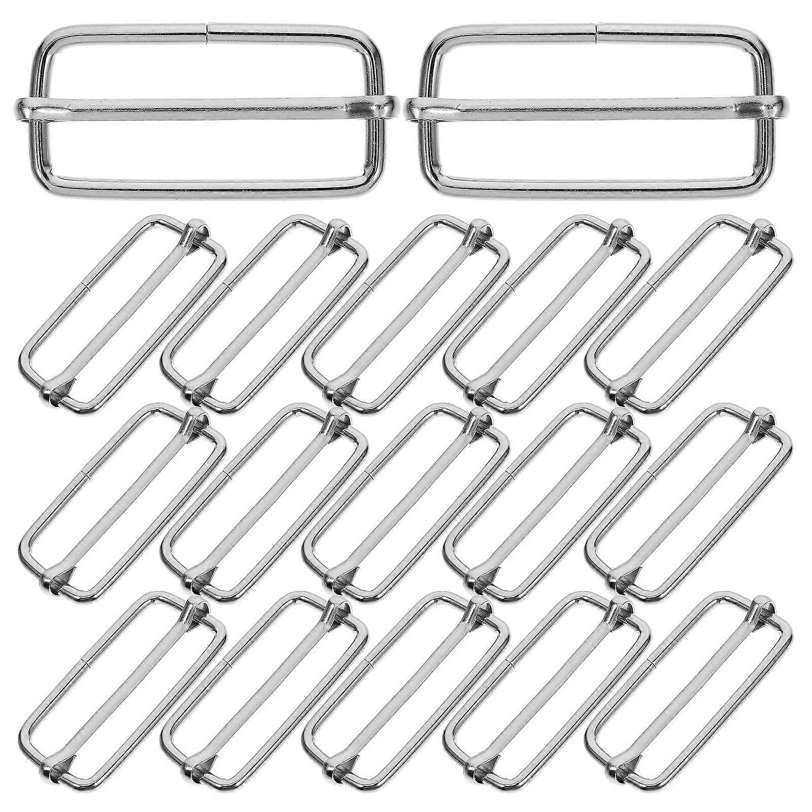 Metal -Glide Slide Buckles Adjustable Straps for Bag Strap Silver 4.30X2.00X0.28CM 20Pcs