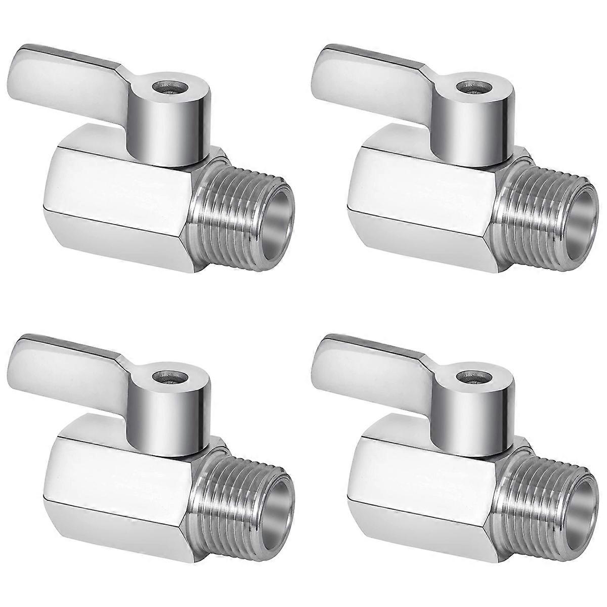 Vanne d’arrêt de la pomme de douche, mini vanne à bille en acier inoxydable 304 filetage NPT (1/2 pouce mâle x 1/2 pouce Fe