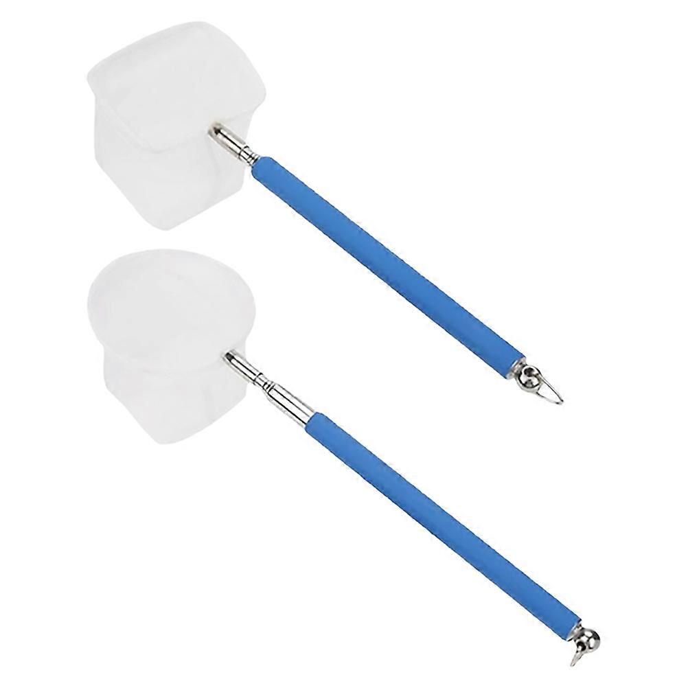 Extendable Handle For Deep Tanks Small Shrimp Net Round Mesh Aquarium Maintenance 55.00X5.50X4.50CM Stainless Steel 2Pcs